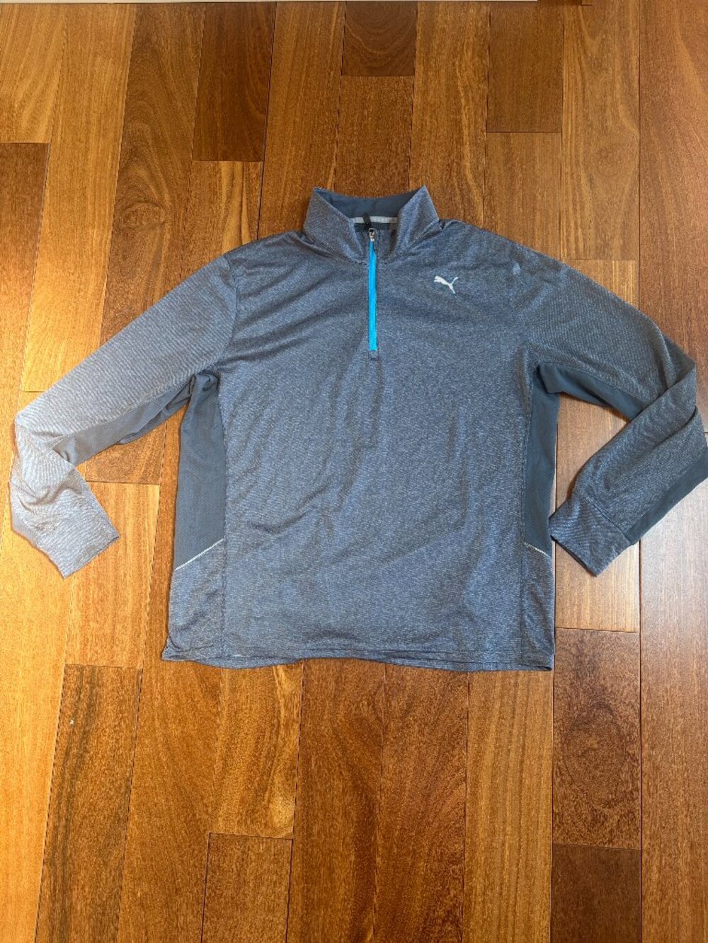 Puma grey heathered quarter zip pullover running shirt